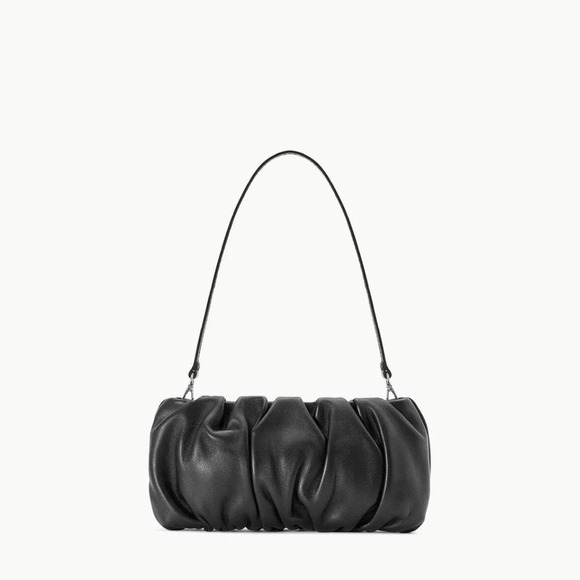 BEAN BAG BLACK STAUD-Shoulder Bag – Pleated Soft Leather - Picture 1 of 12